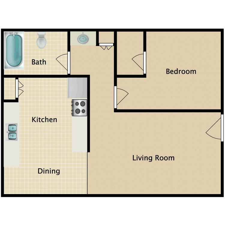 Floor plan image of 1 Bed 1 Bath B