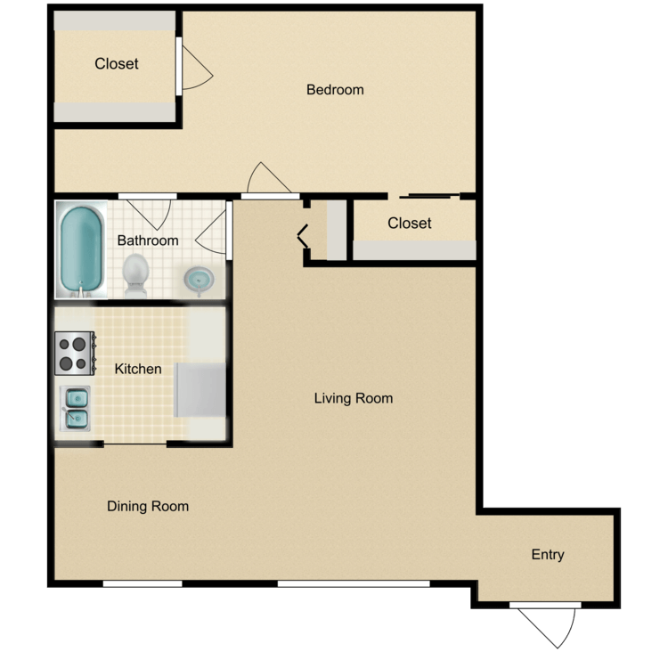 Floor plan image of A1 1 Bed 1 Bath Flat