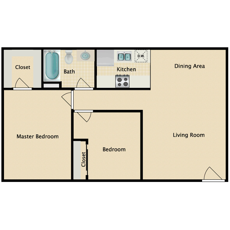 Floor plan image of 2 Bed 1 Bath