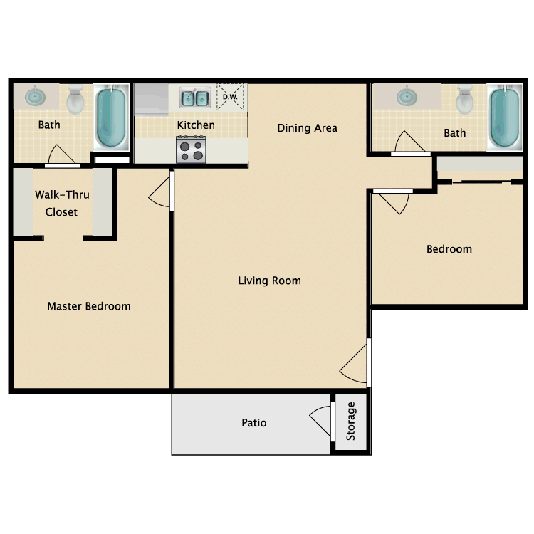 Floor plan image of 2 Bed 2 Bath