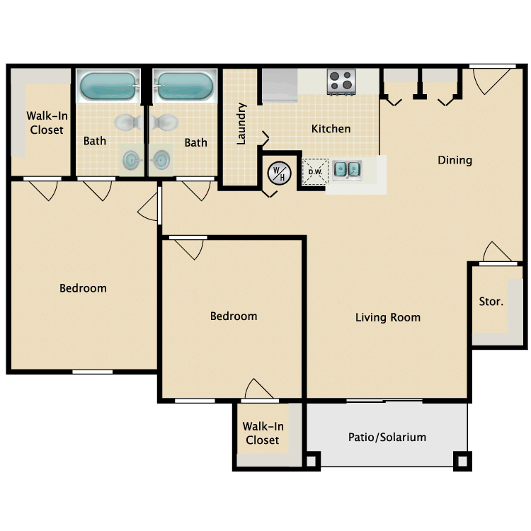Floor plan image of 2 Bedroom Patio