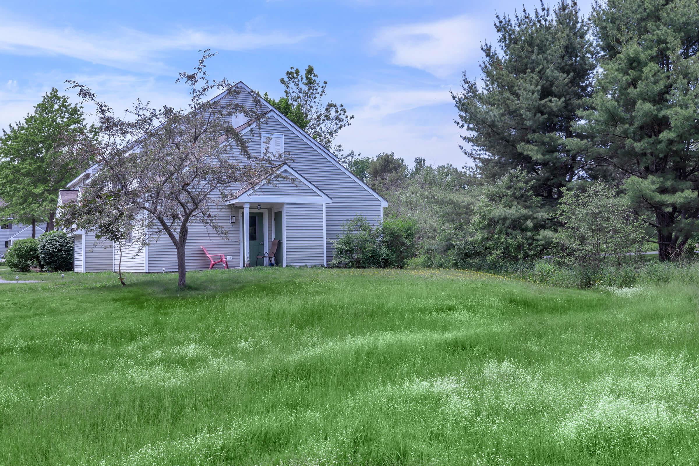 a house with a grass field