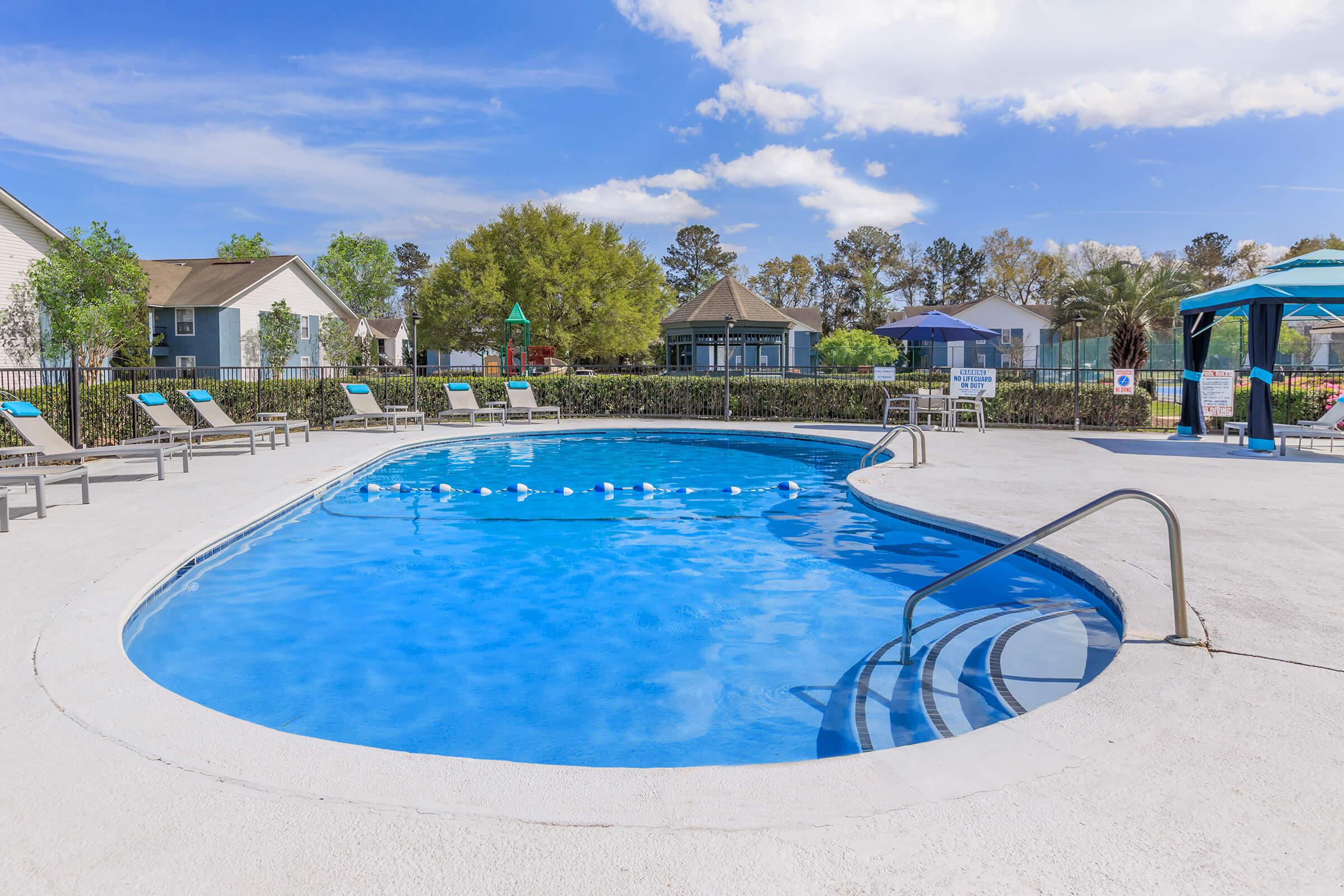 a blue pool of water