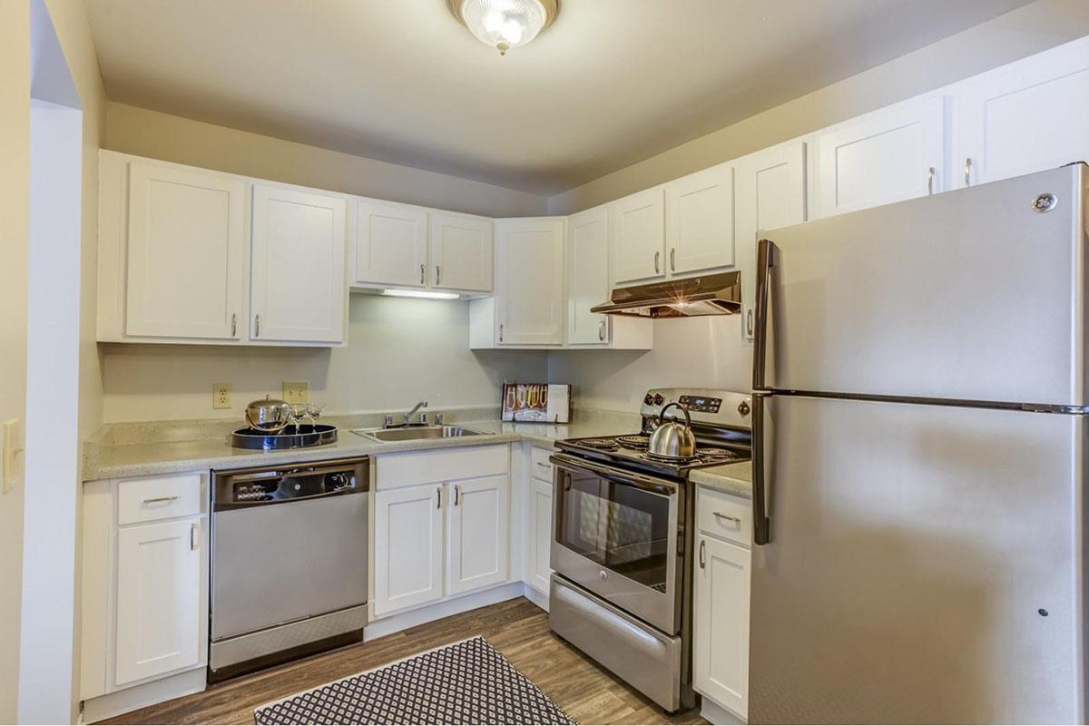 a kitchen with a stove sink and refrigerator