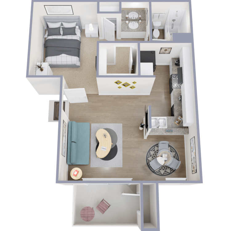 Fir, a studio 1 bathroom floor plan.