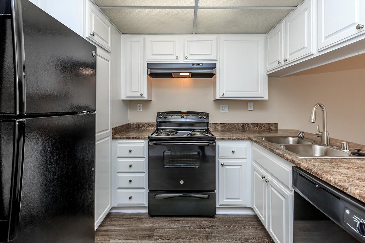 Kitchen with black appliances