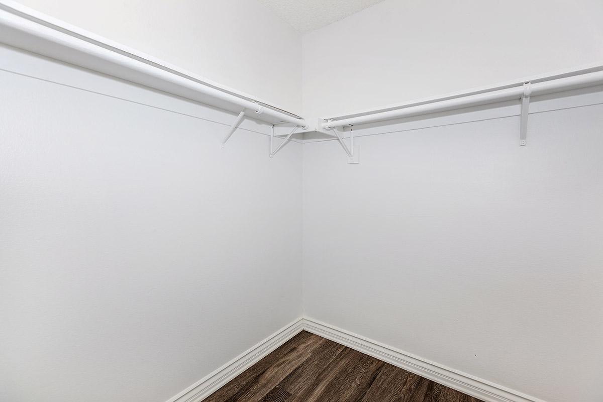 Walk-in closet with wooden floors