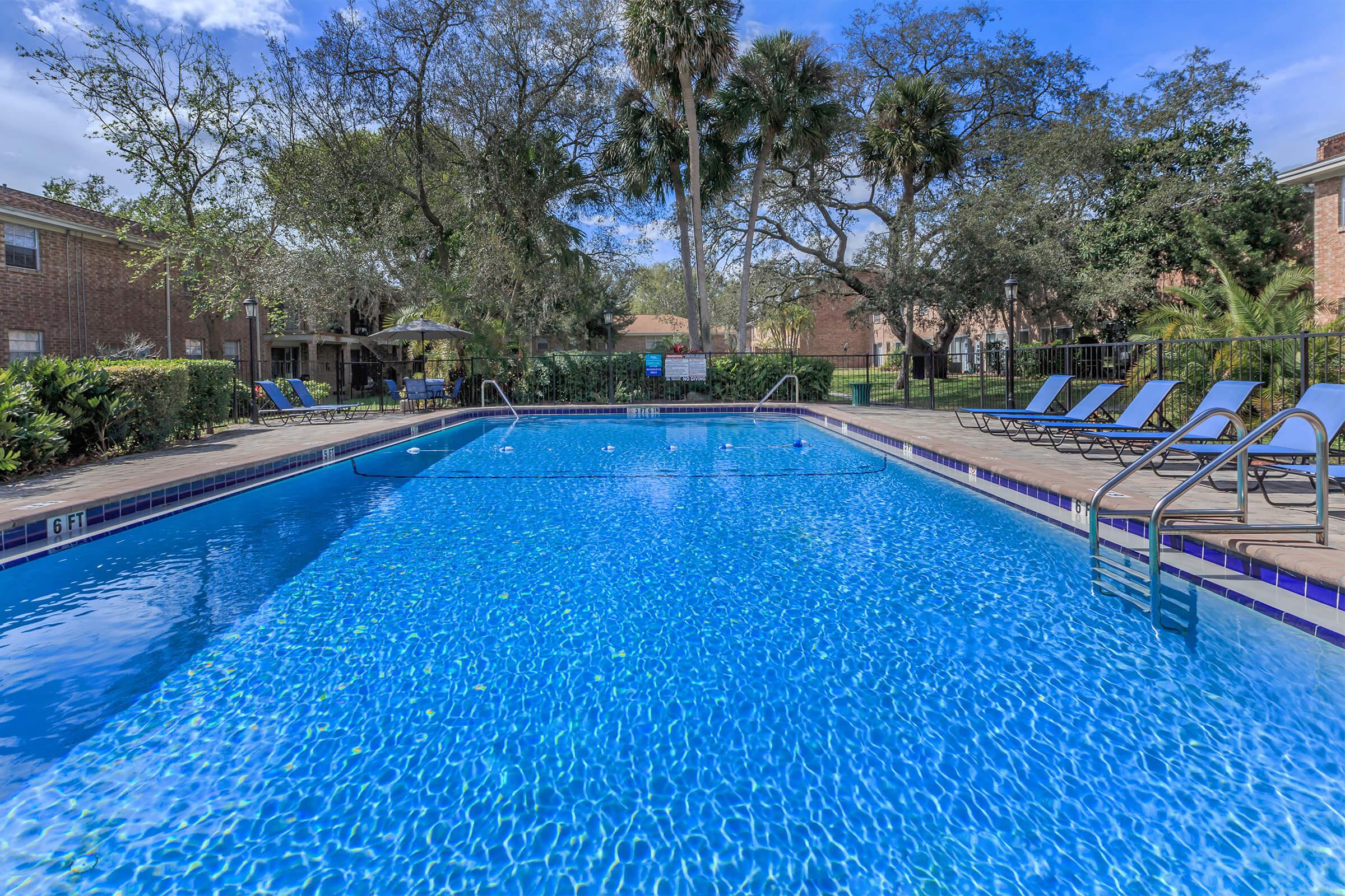 a blue pool of water