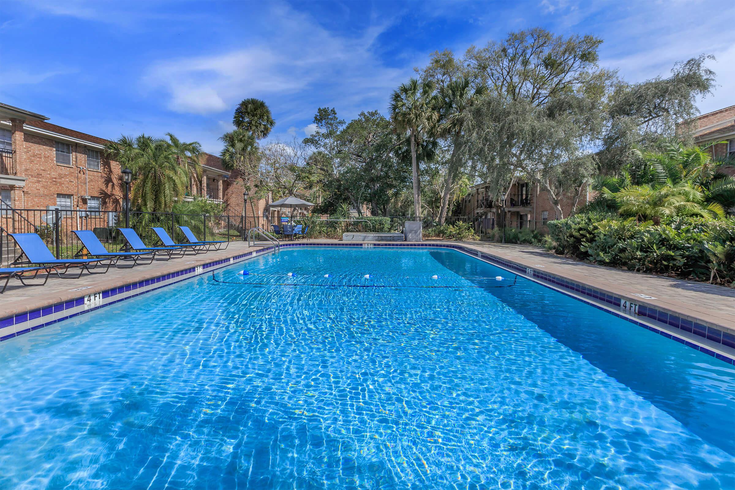 a blue pool of water