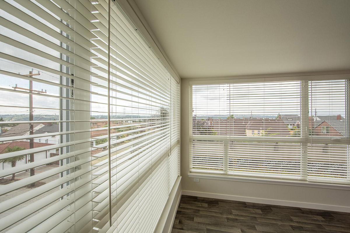 a room with a large window