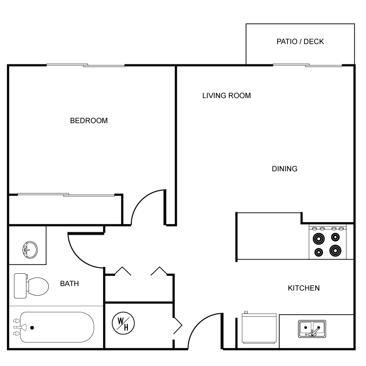 Floor plan image of 1 Bed 1 Bath