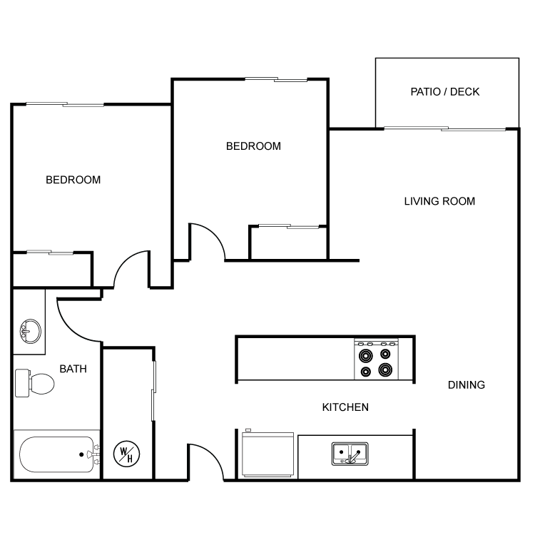 Floor plan image of 2 Bed 1 Bath