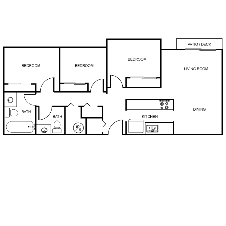 Floor plan image of 3 Bed 1.5 Bath