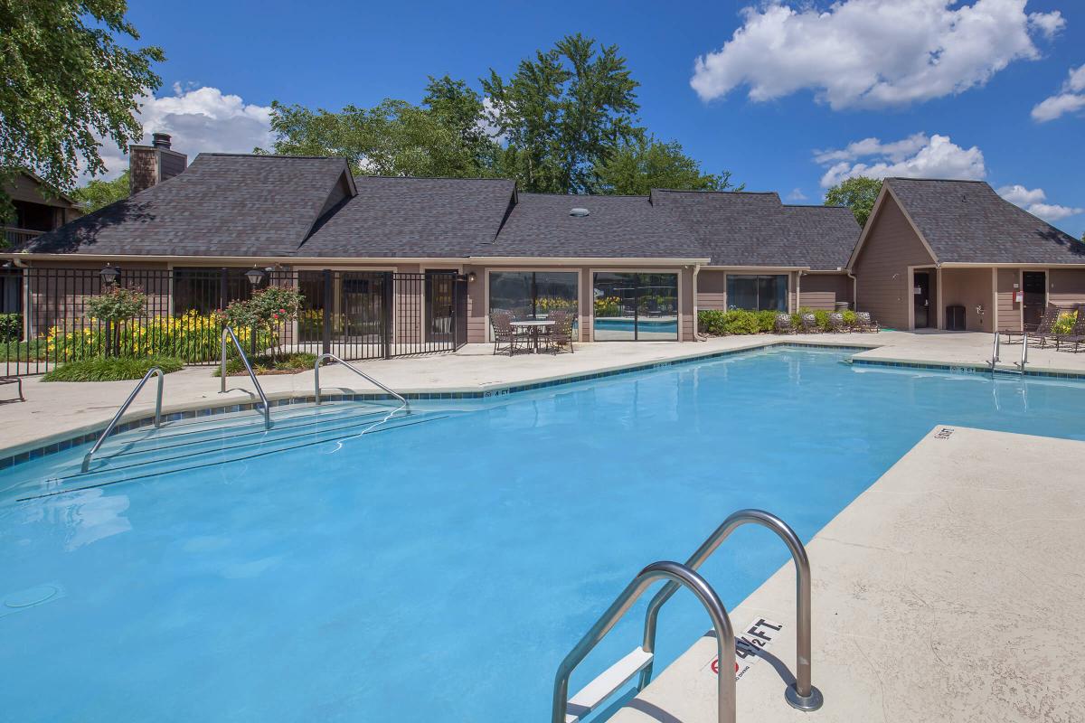 Shimmering swimming pool at Haywood Pointe in Greenville, South Carolina.