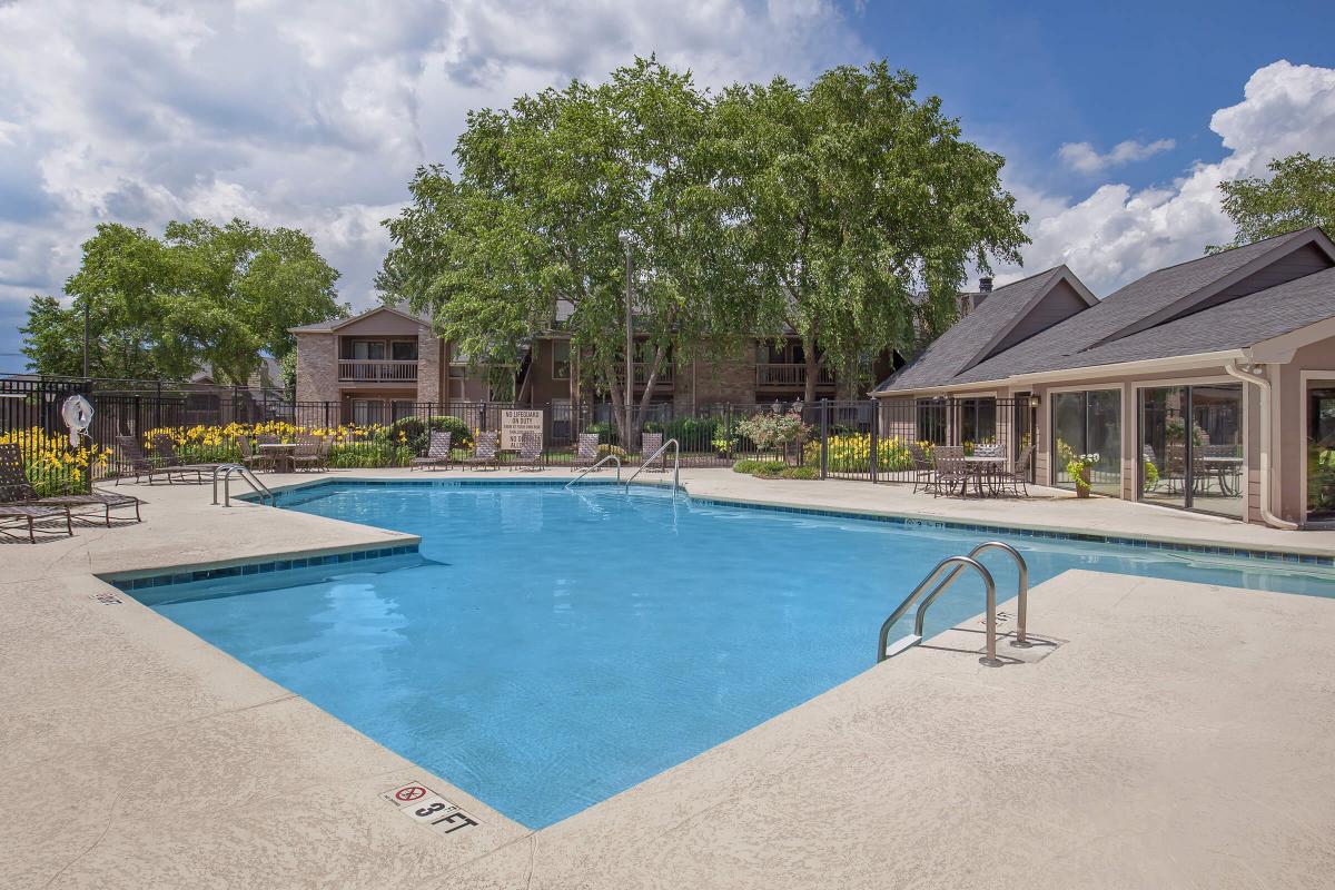 Shimmering swimming pool at Haywood Pointe in Greenville, South Carolina.