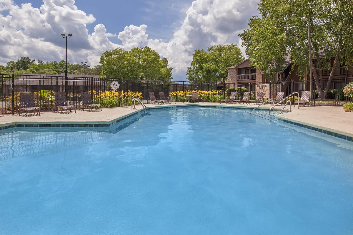 Shimmering swimming pool at Haywood Pointe in Greenville, South Carolina.