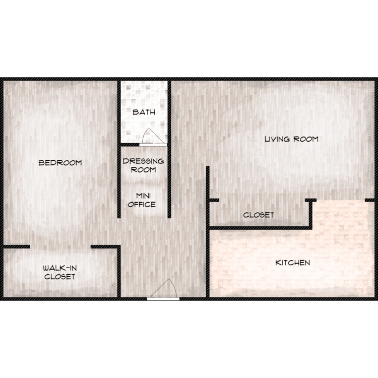 1 Bed 1 Bath floor plan image