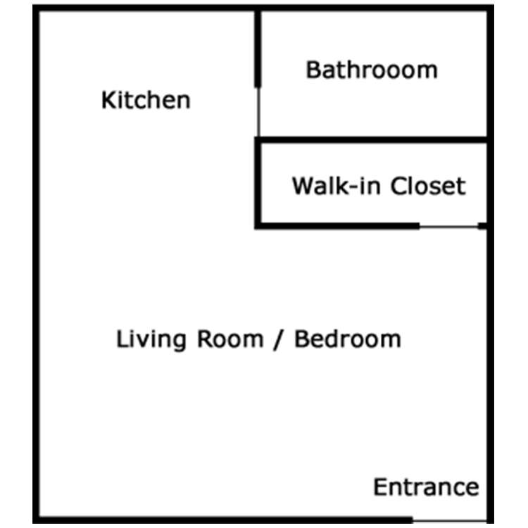 Floor plan image of Studio 1 Bath