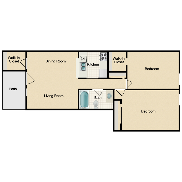 Floor plan image of 2x1 RWD