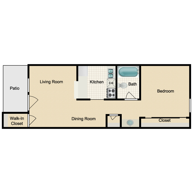 Floor plan image of 1x1 A