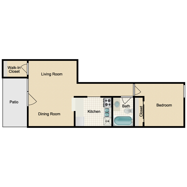 Floor plan image of 1x1 B