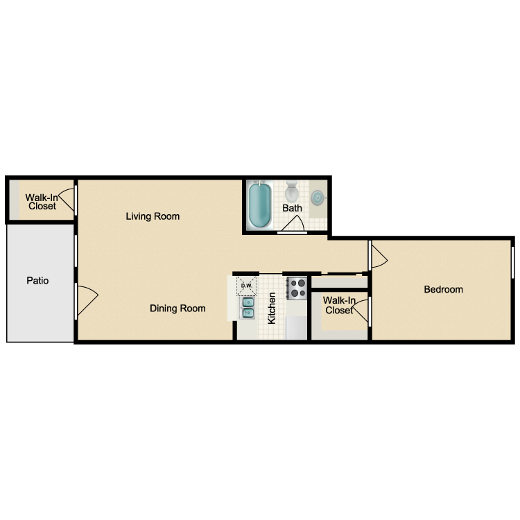 Floor plan image of 1x1 D