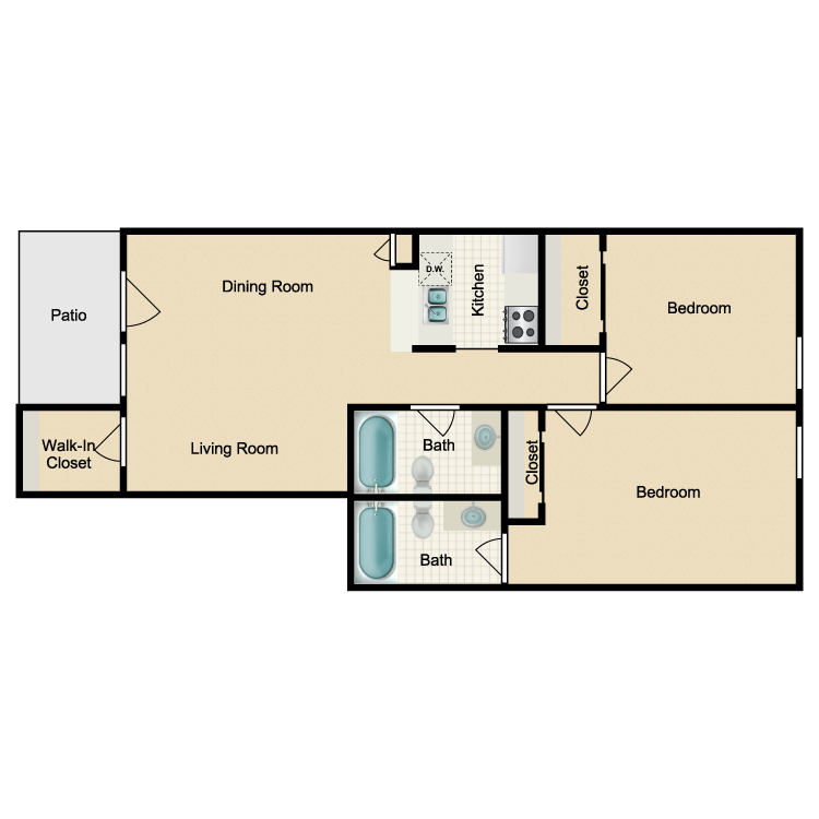 Floor plan image of 2x2