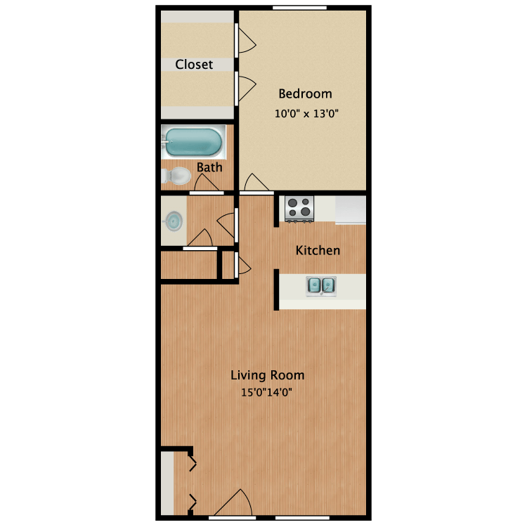 Floor plan image of Austin 1 Bed