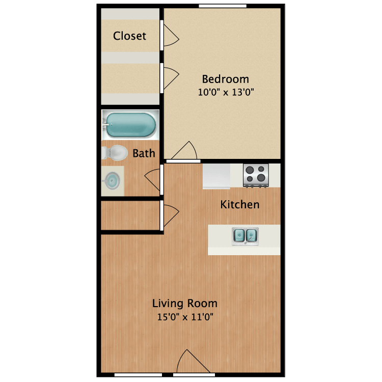 Floor plan image of Bowie 1 Bed