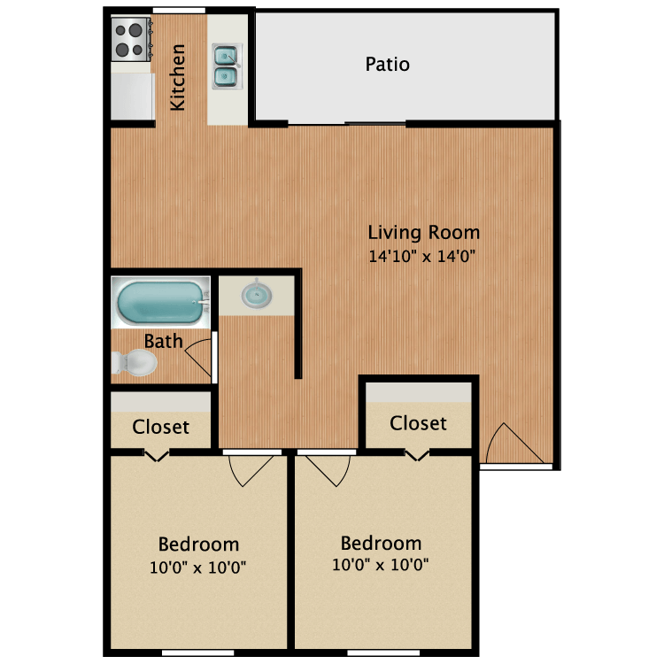 Floor plan image of Bowie 2 Bed