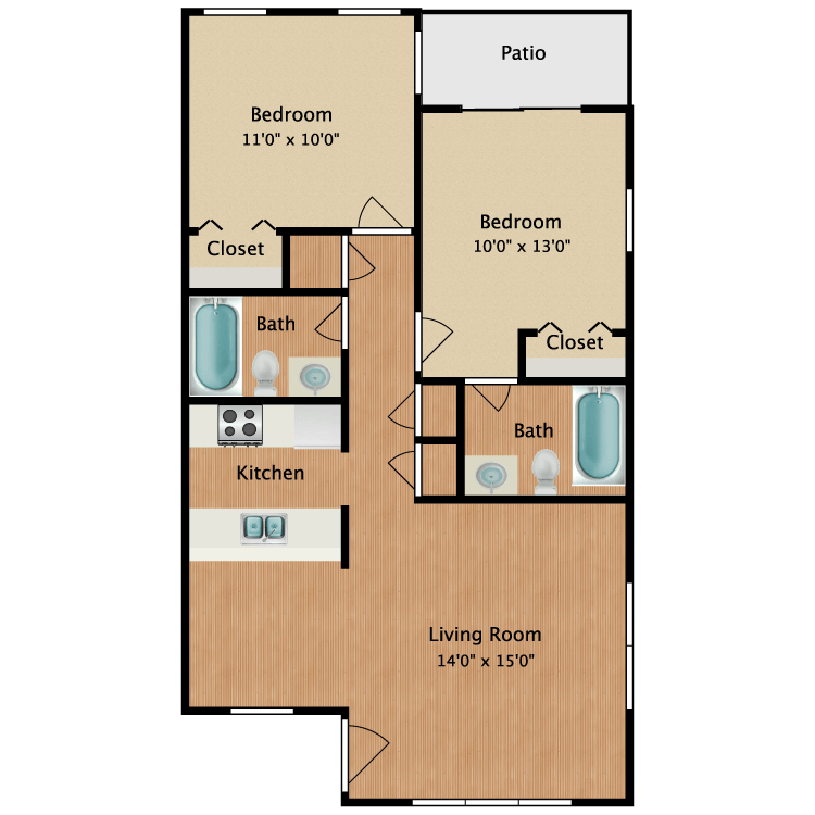 Floor plan image of Crockett 2 Bed