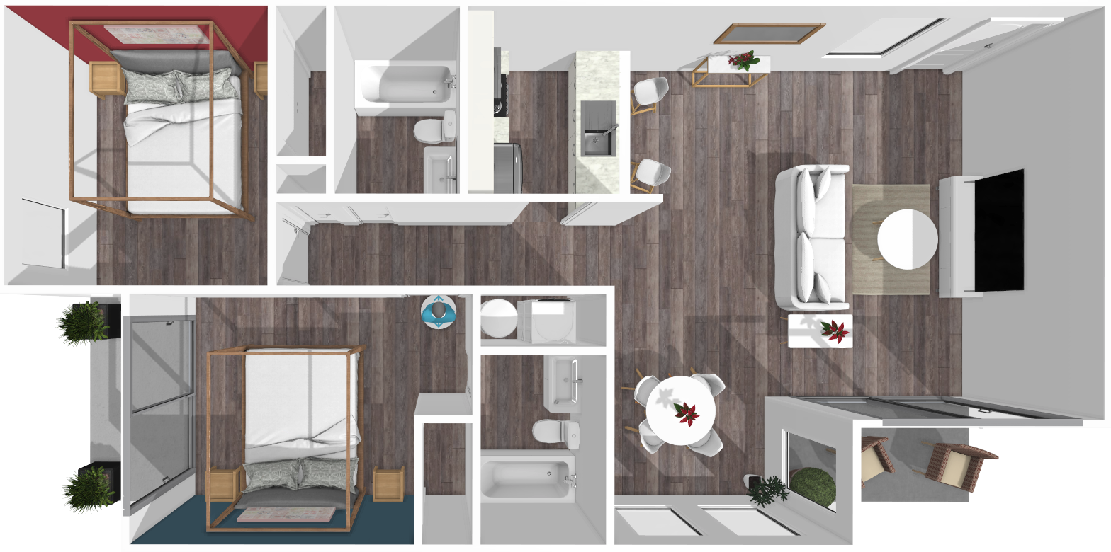 Floor plan image of Daniel 2 Bed 2 Patio