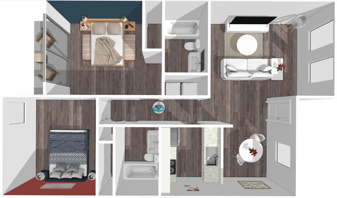Floor plan image of Daniel 2 Bed 1 Patio