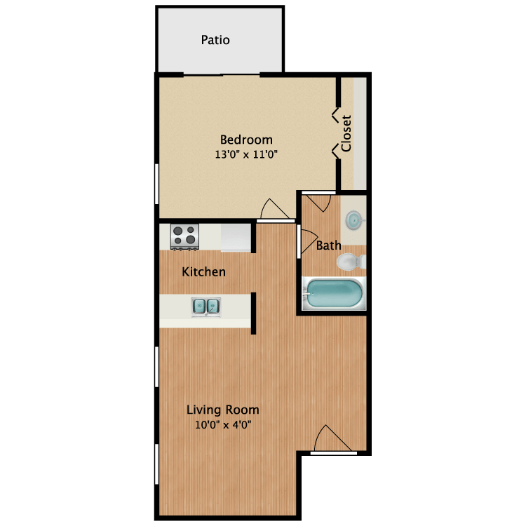 Floor plan image of Daniel 1 Bed