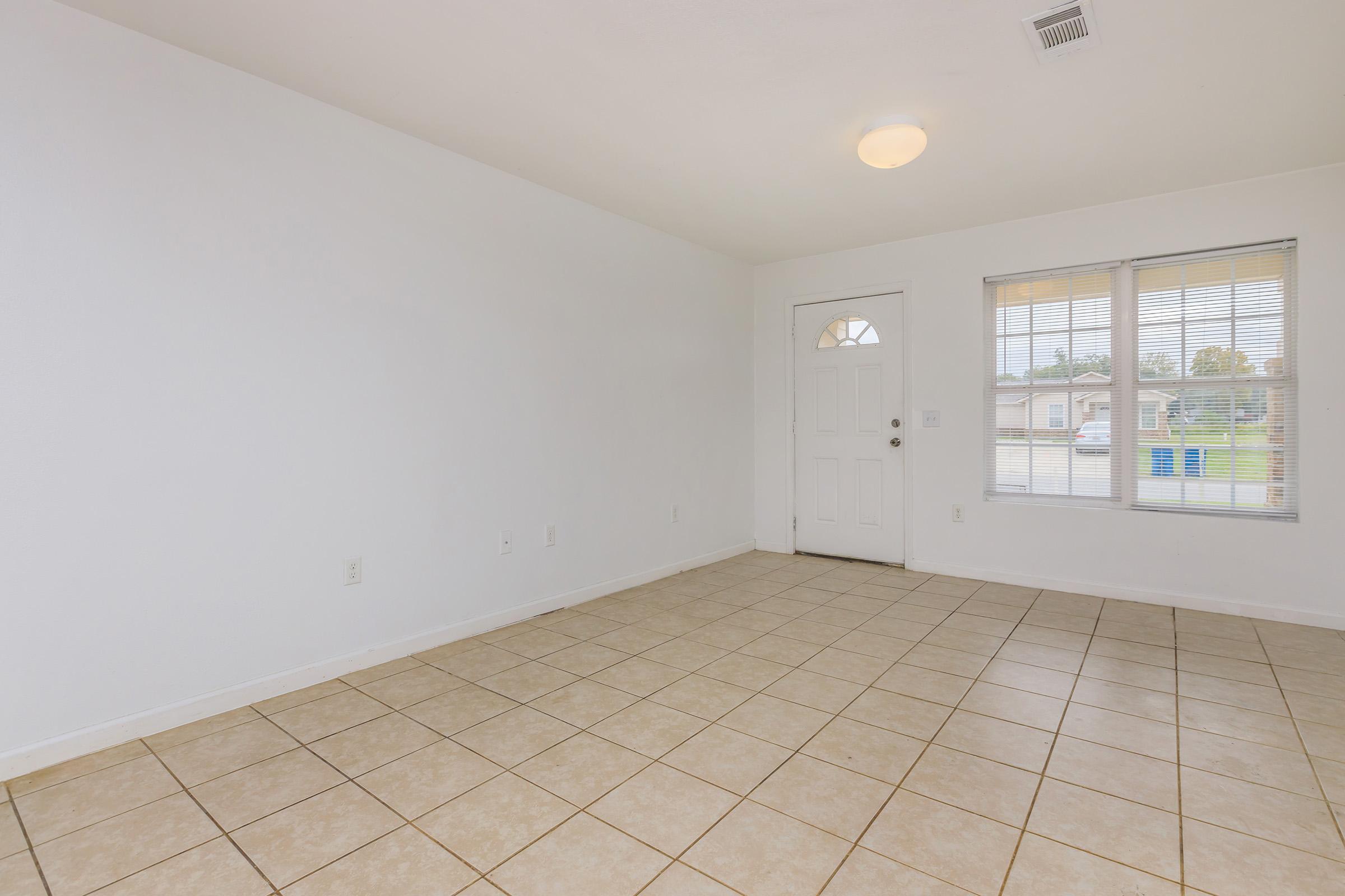 a room with a tiled floor