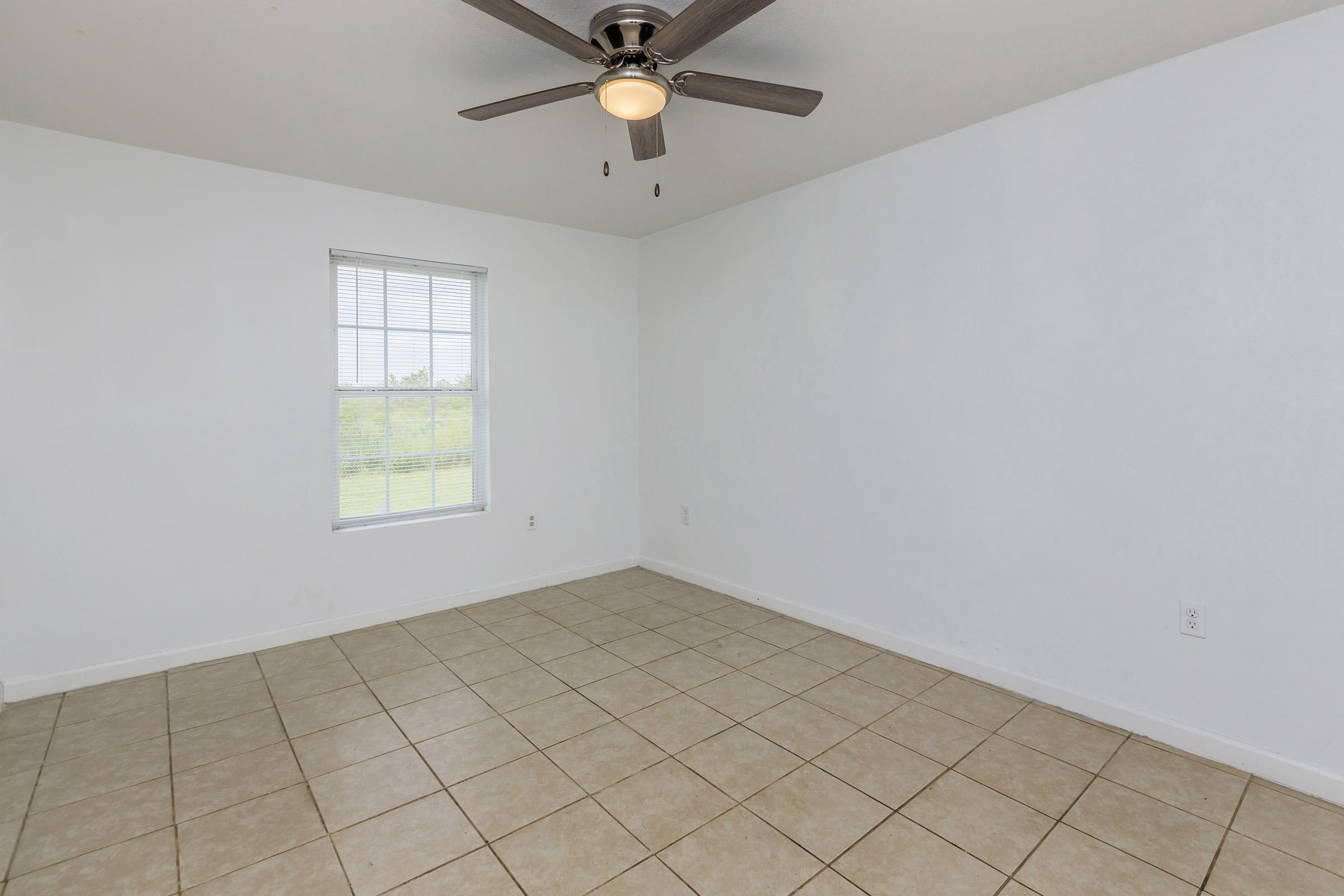 a room with a tiled floor