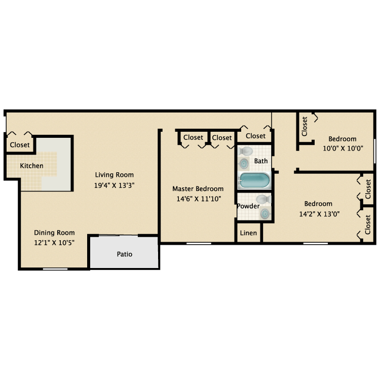 Floor plan image of 3 Bed 2 Bath
