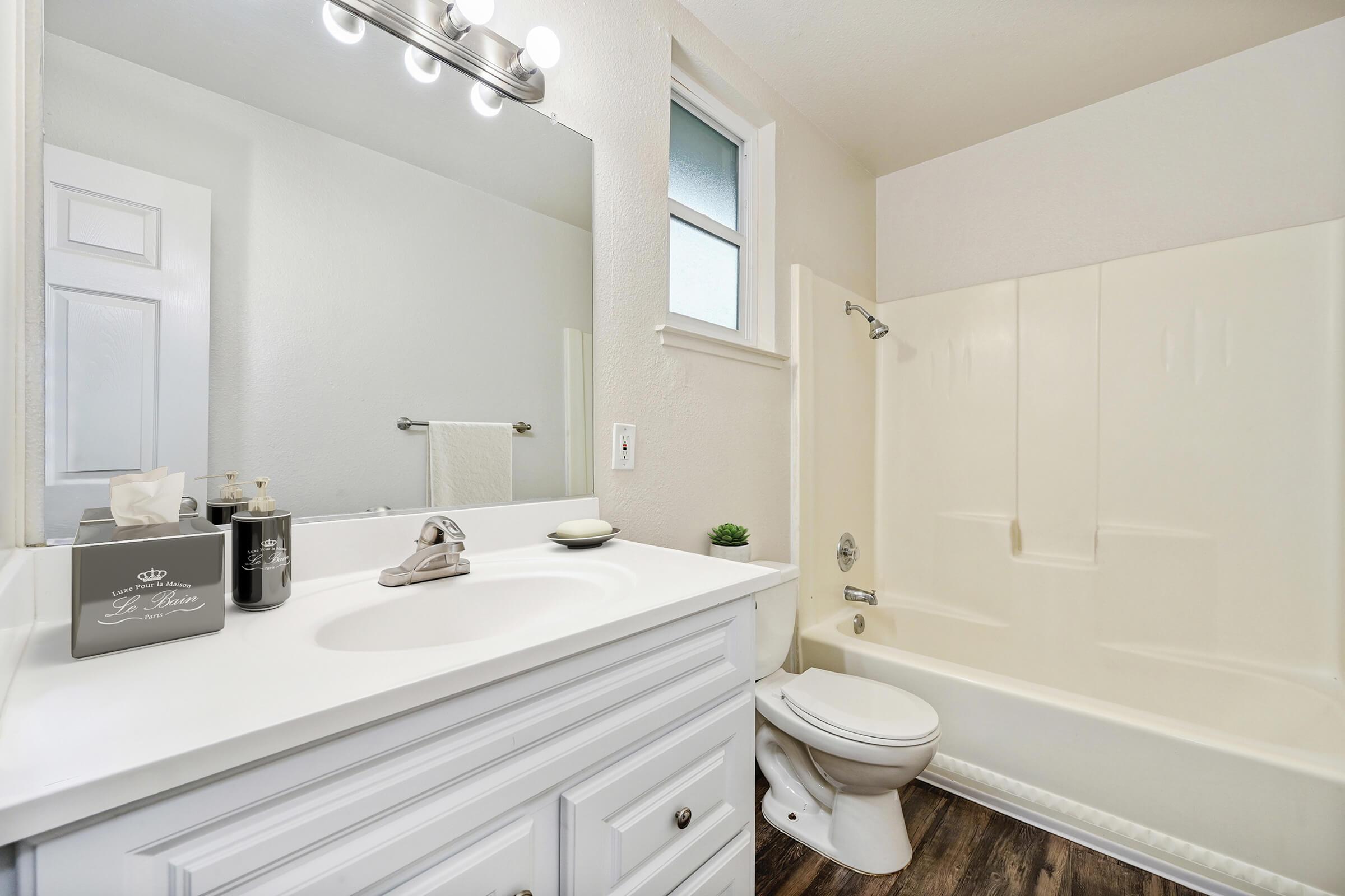 staged bathroom with vanity