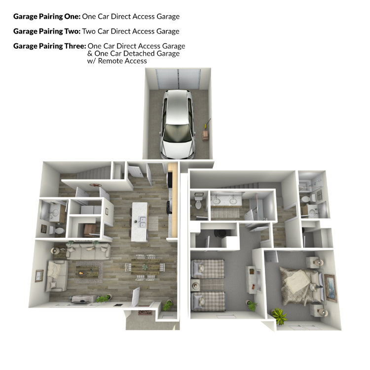 Plan B2.1 – 2 Bed 2.5 Bath Townhome, a 2 bedroom 2.5 bathroom floor plan.