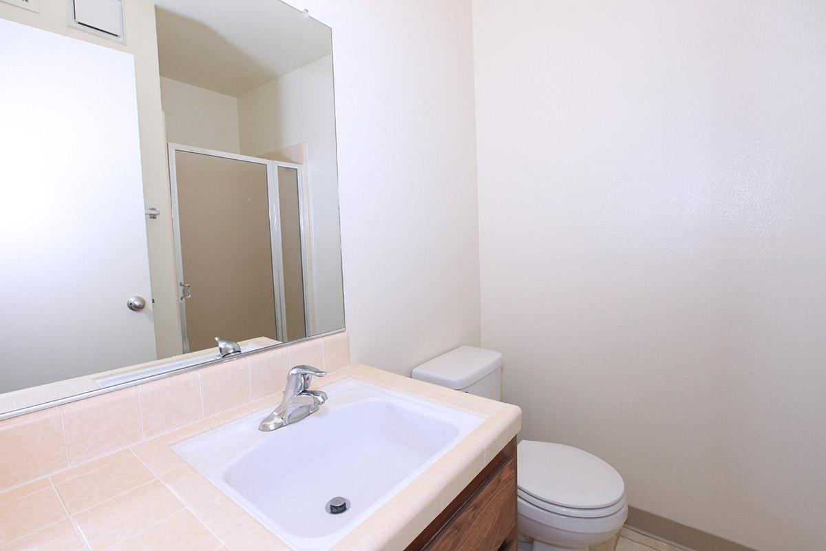 a white sink sitting under a mirror