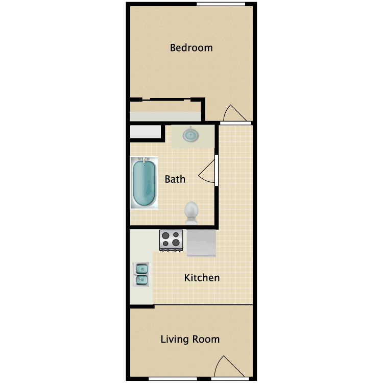 Floor plan image of 1 Bedroom/1 Bathroom