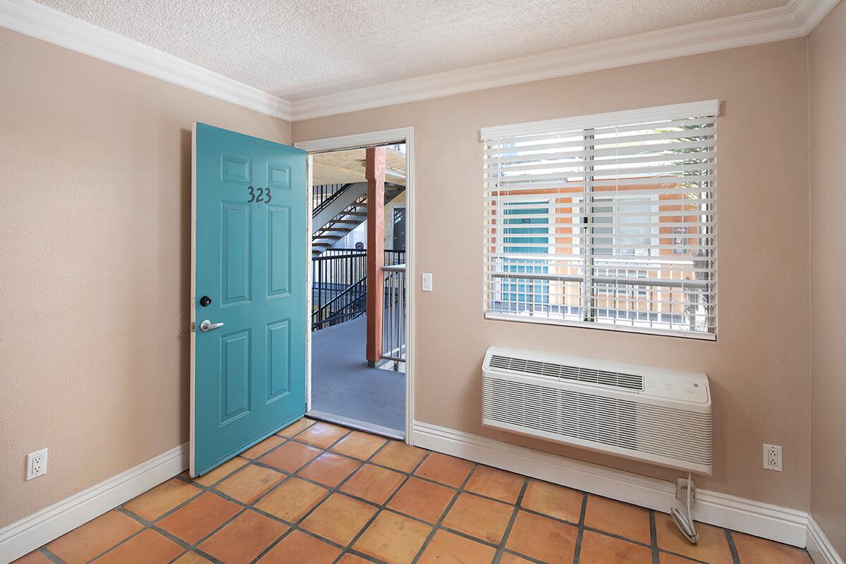 a room with white walls