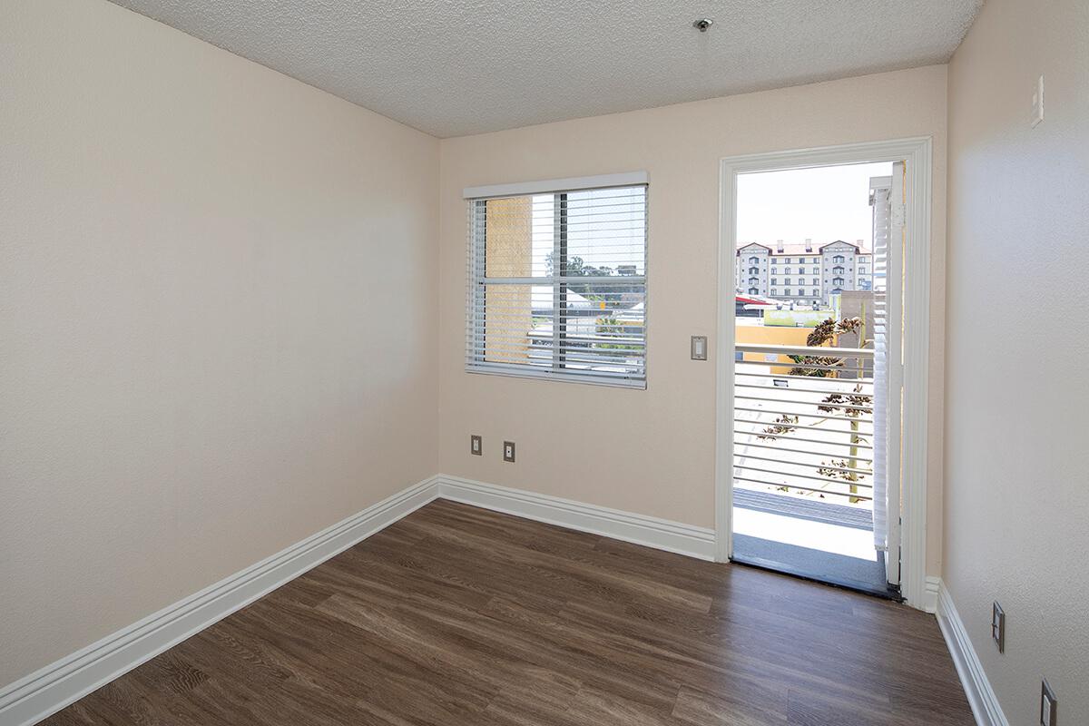 a room with a large window