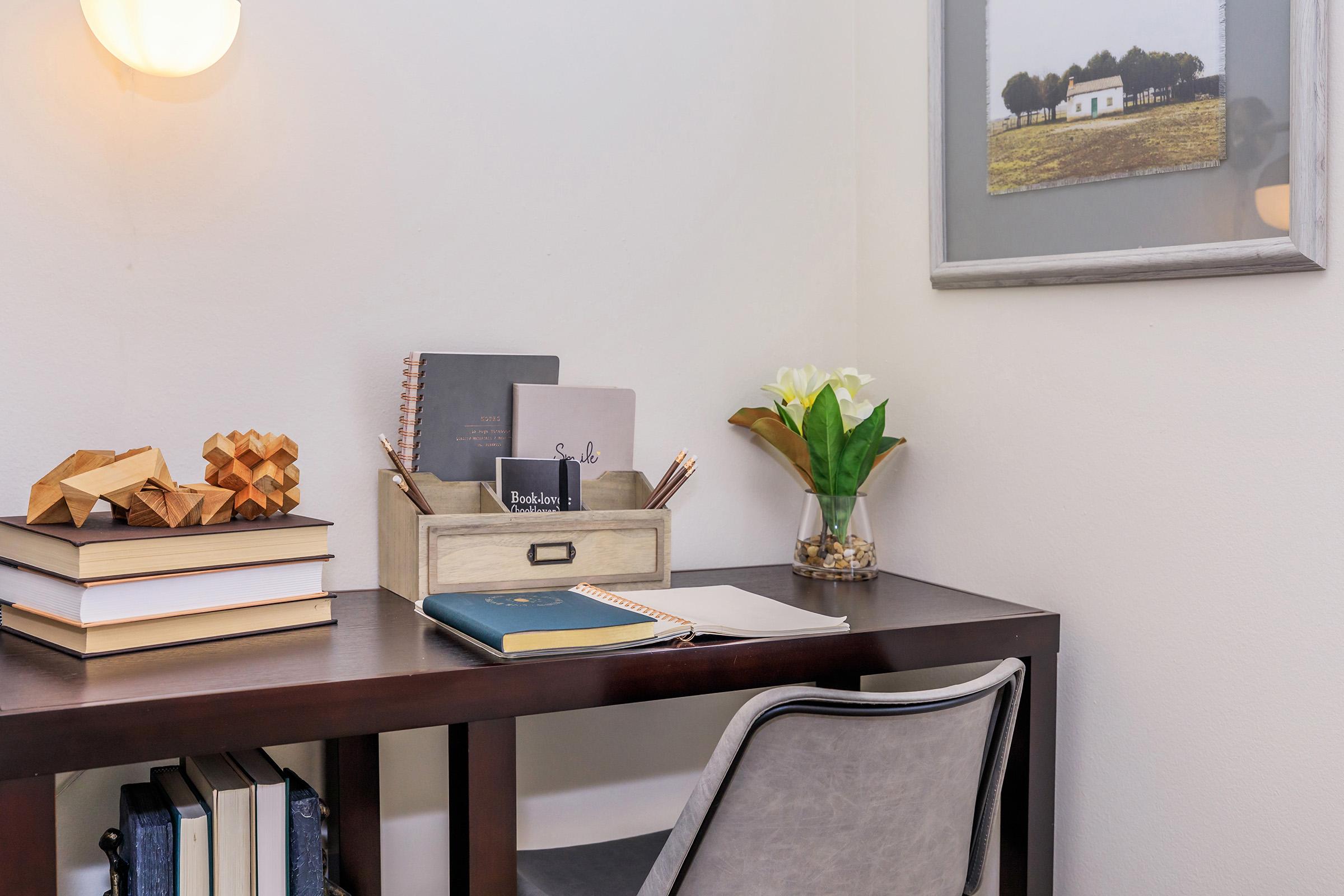 a table topped with lots of furniture