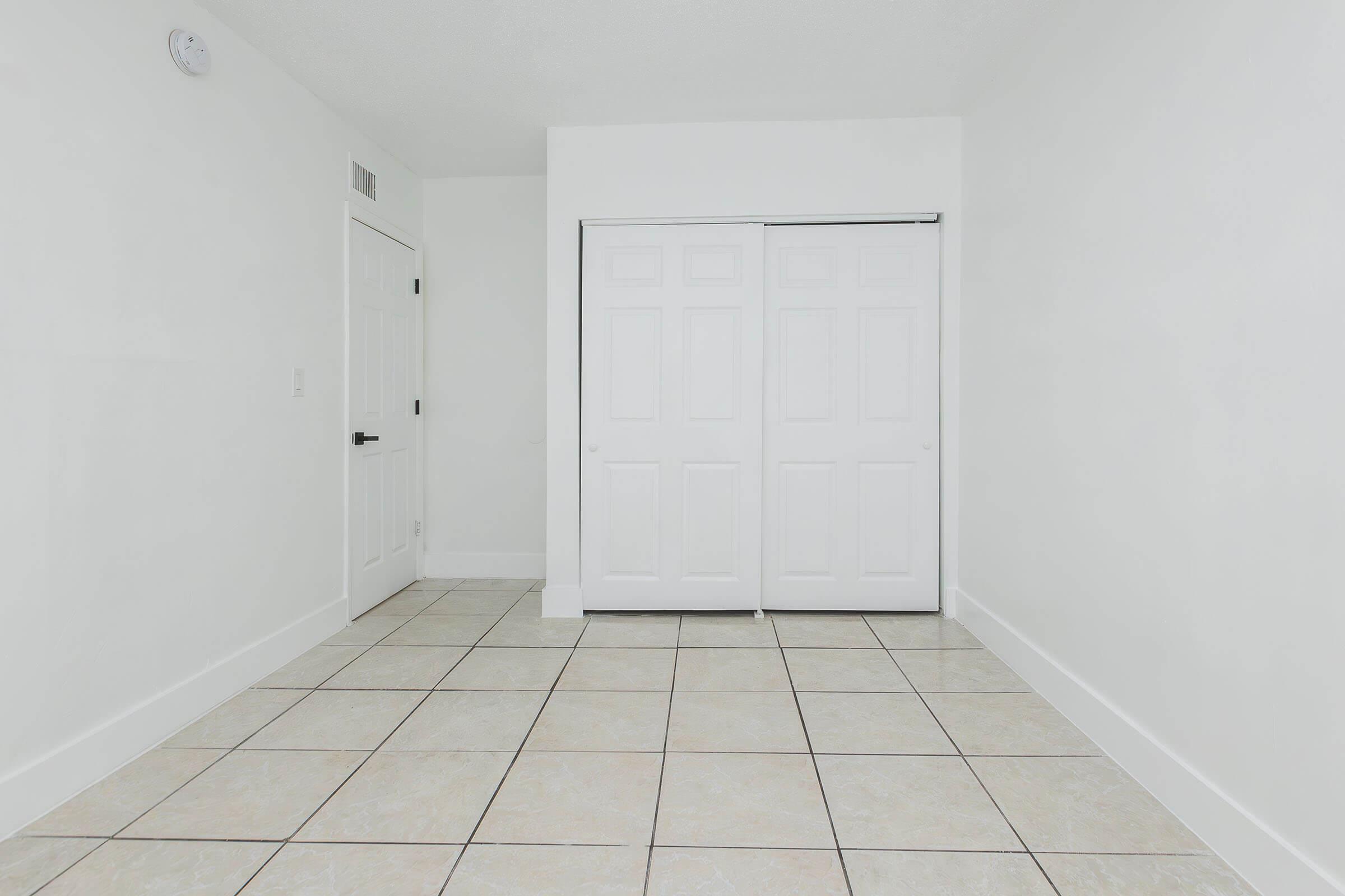 a room with a tiled floor