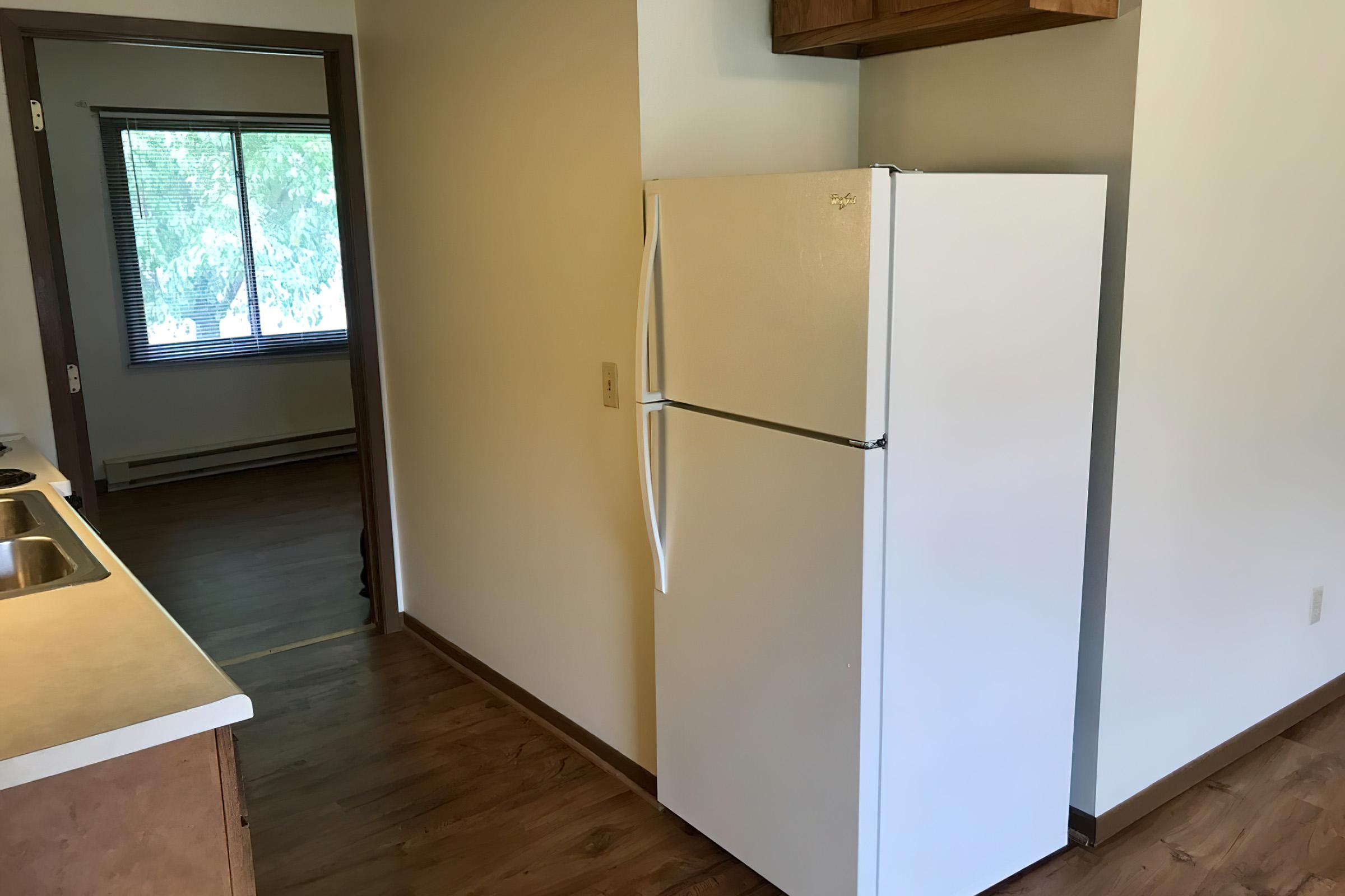 a refrigerator in a room