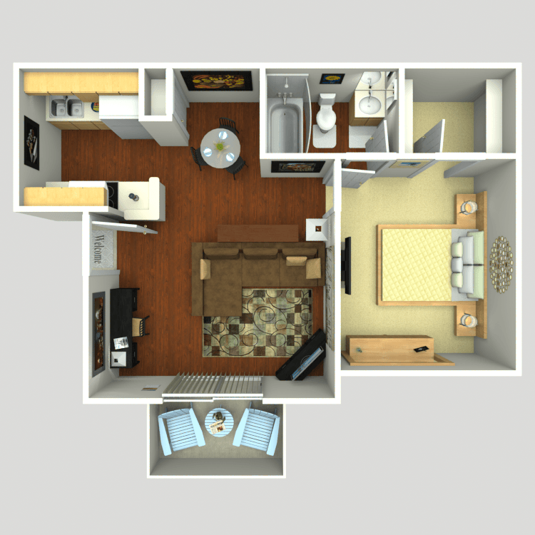 Floor plan image of 1 Bed 1 Bath