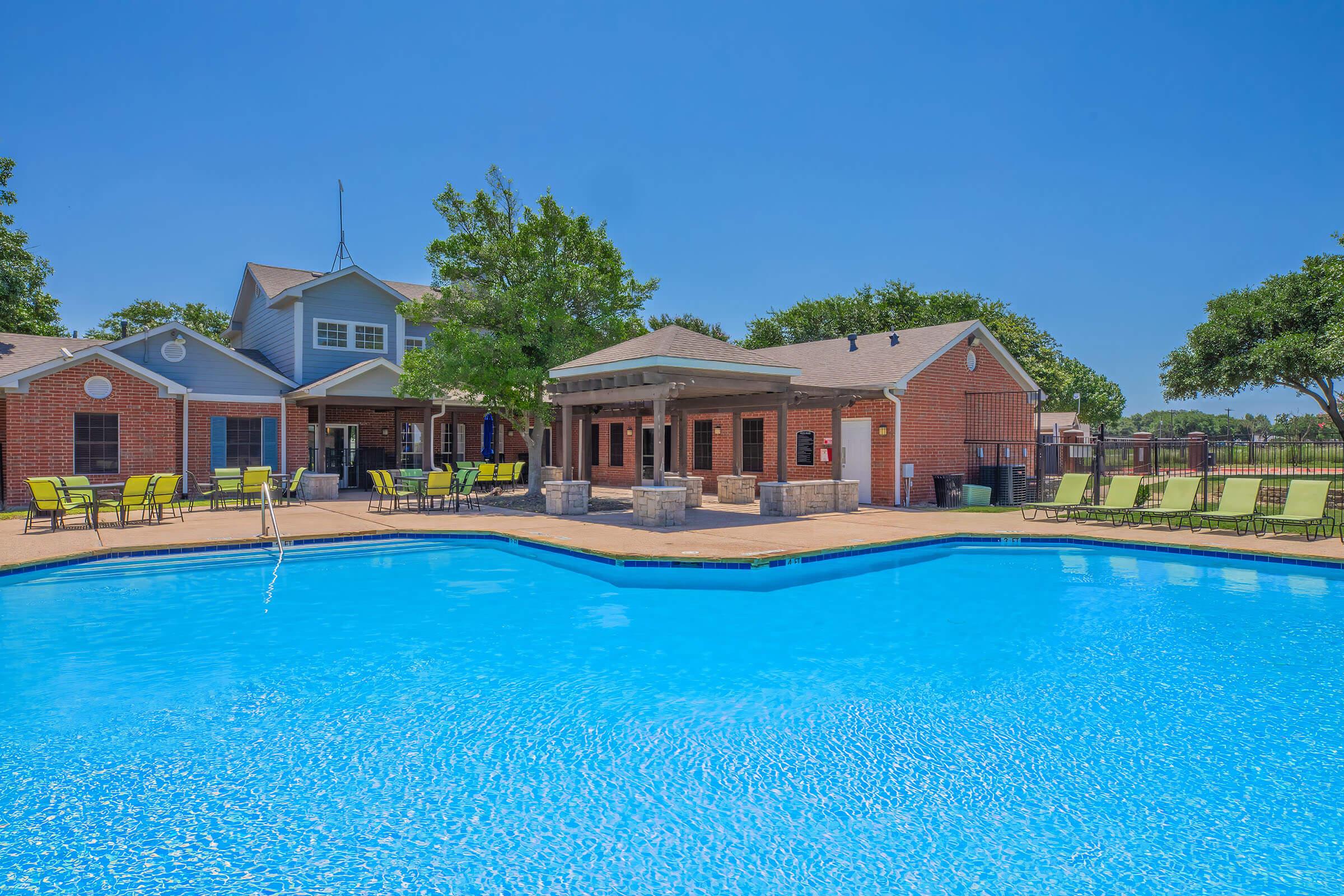 a small house in a pool of water