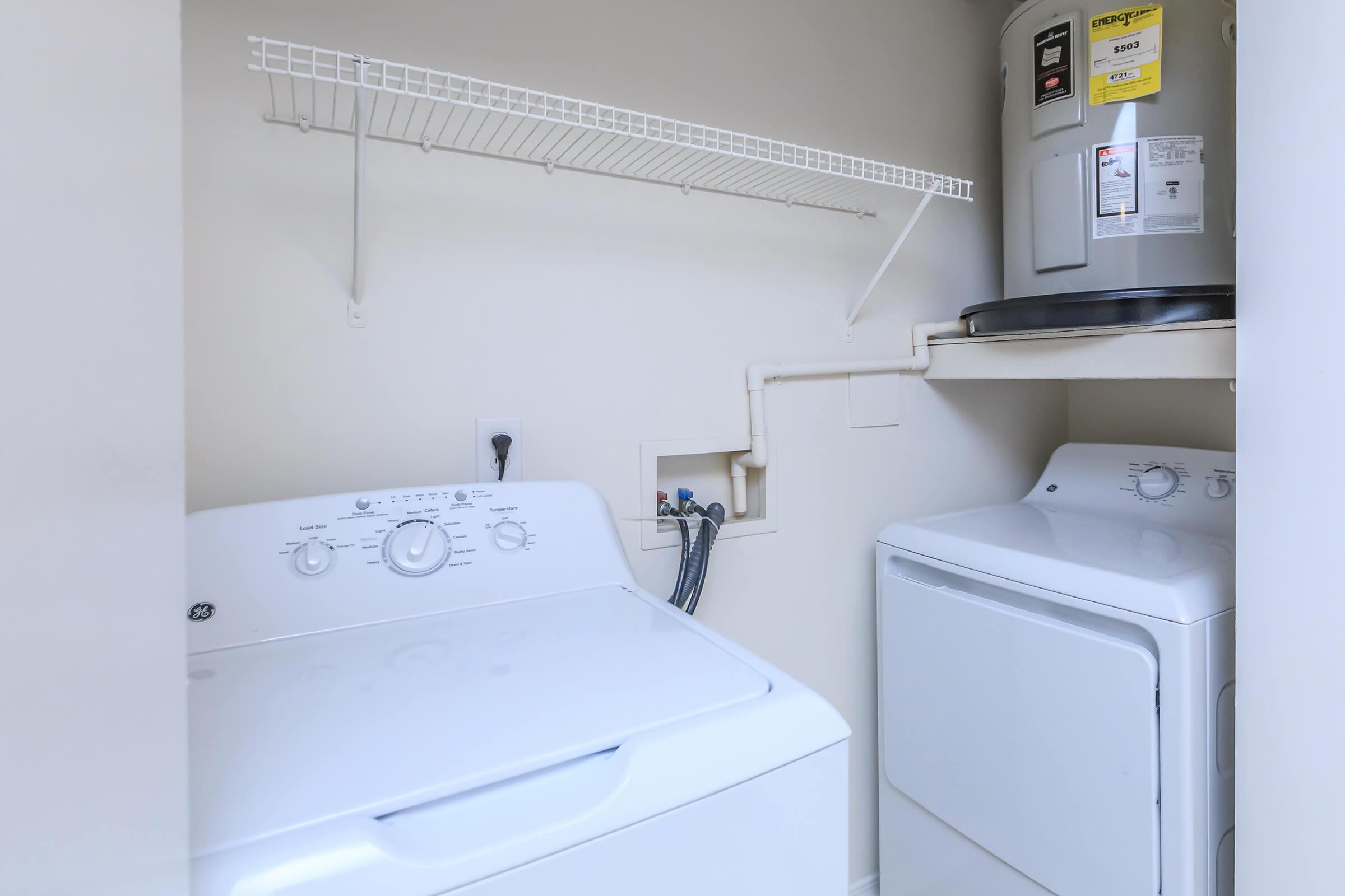 Washer and dryer units in every home at Windsor Place in Jacksonville, North Carolina.
