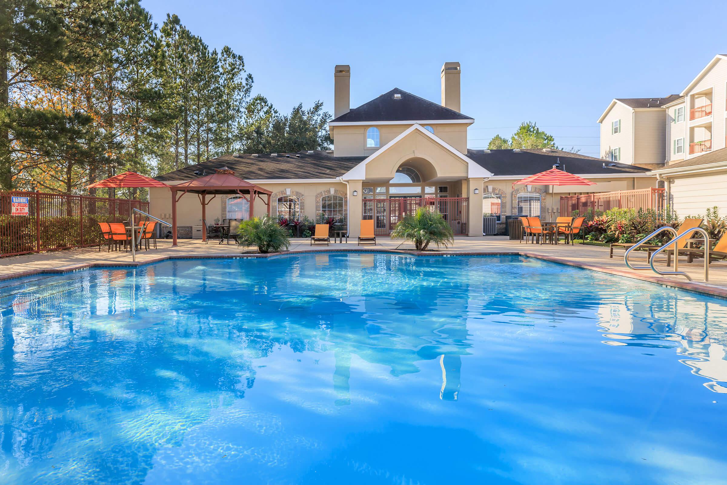 a small house in a pool of water